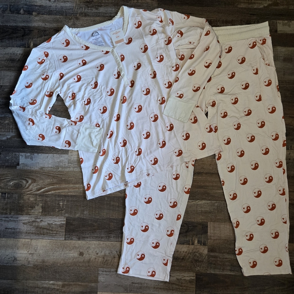 Magical Mamas Disney Mickey Ying Yang Cream/Copper Red Long Sleeve & Pants PJs
